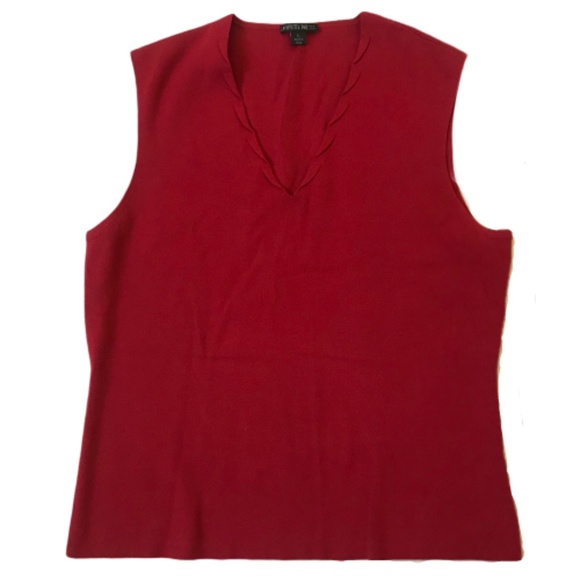 Lafayette 148 New York Tops - Lafayette 148 New York Red V-Neck Knit Tank Top L